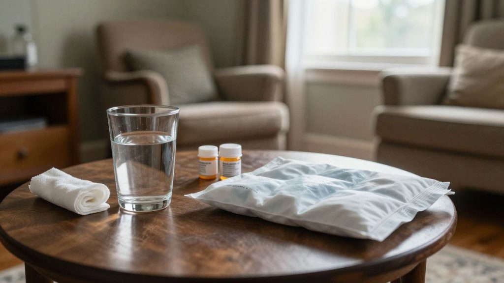 Calm recovery setting with dental aftercare essentials